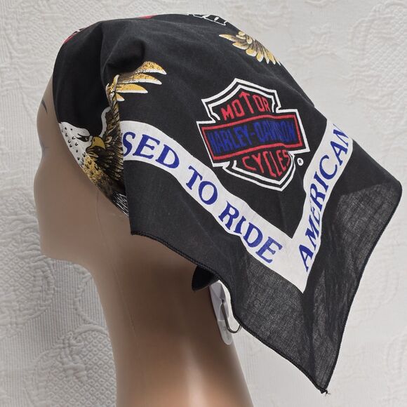 Vintage Harley Davidson Motorcycle American Eagle Bandana Biker Easy Rider - Picture 1 of 9